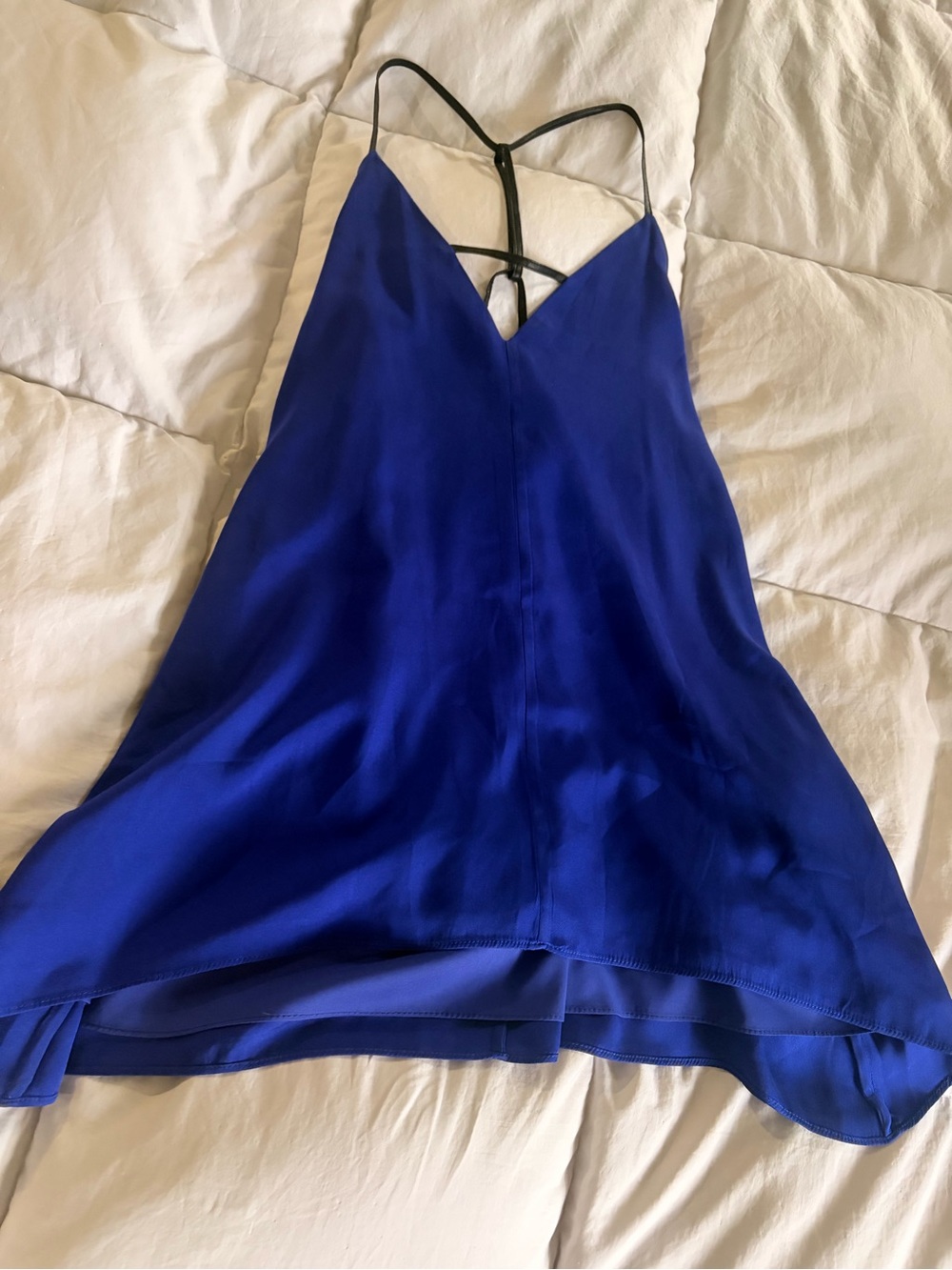 Milly Cobalt Blue Satin Dress with Black Straps